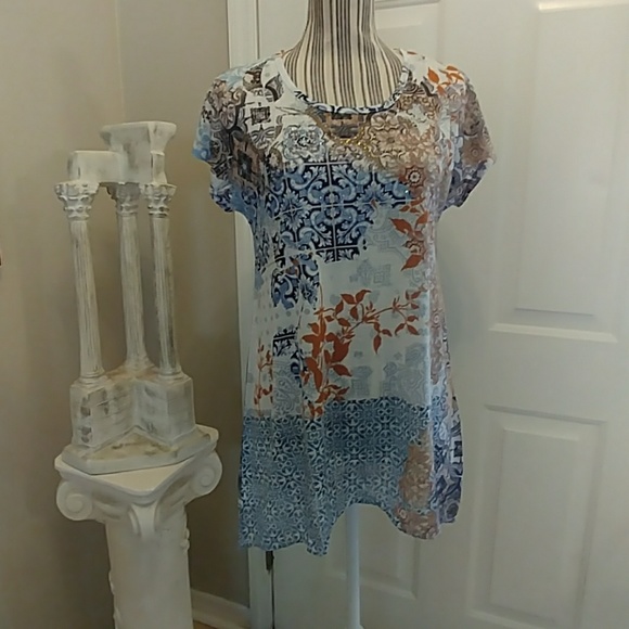 Chico's Tops - Zenergy by Chico's Printed Bedazzled Tunic
